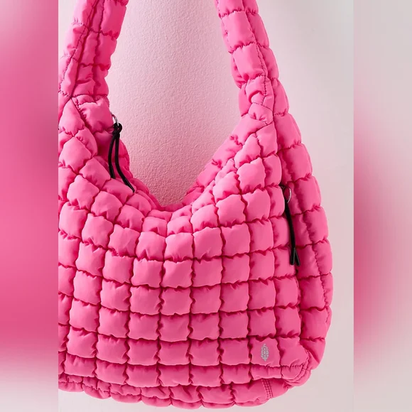 FP Movement Quilted Carryall Tote Gym Bag Bubblegum Pink Free People Neon Hobo